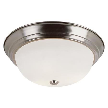 TRANS GLOBE Two Light Brushed Nickel White Frost Glass Bowl Flush Mount 13718 BN